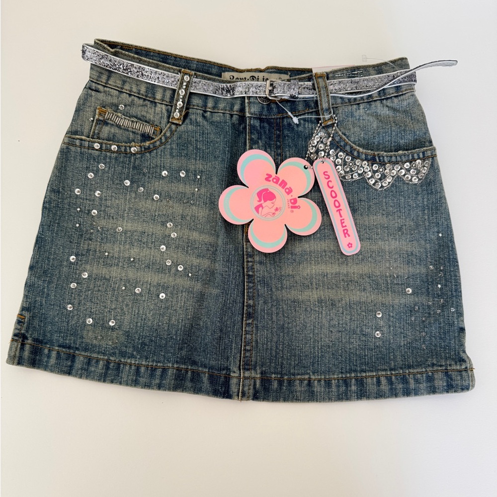 Denim Skirt with Silver Accents